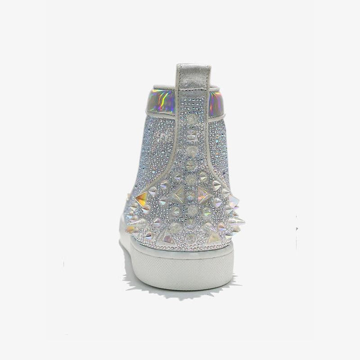 Spikes Silver Strass High-top Sneakers - ARNO CONTI