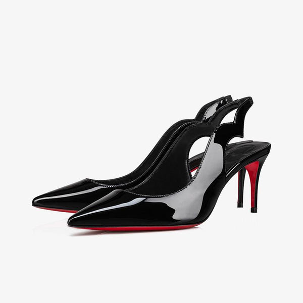 Black Patent Leather Slingback Pump with 80 mm