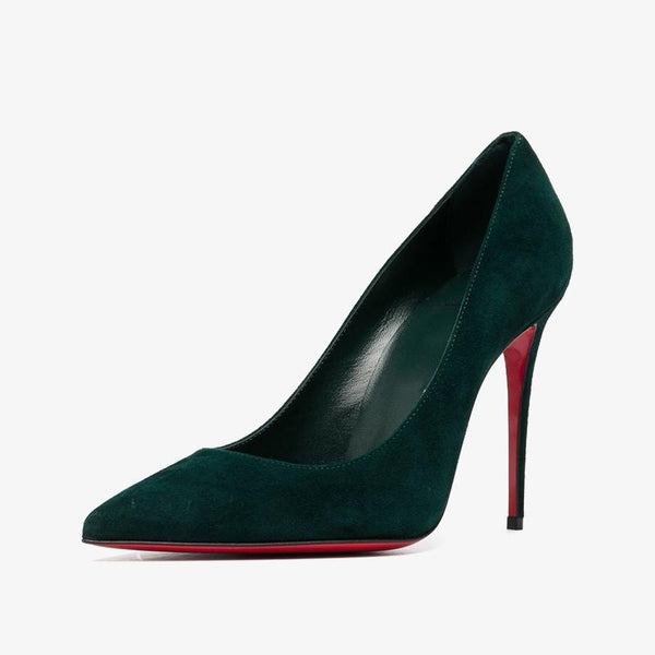 Green Laminated Leather Pointed Toe Pump