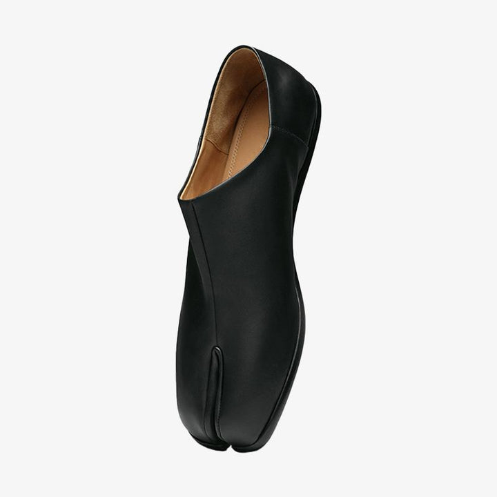 Black Calf Leather Split-Toe Shoes - ARNO CONTI