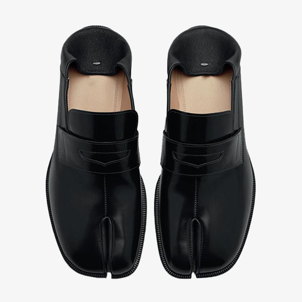 Calf Leather Split-Toe Slip-On Shoes