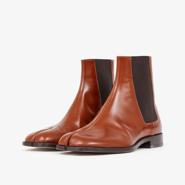 Avant-Garde Calf Leather Split-Toe Boots