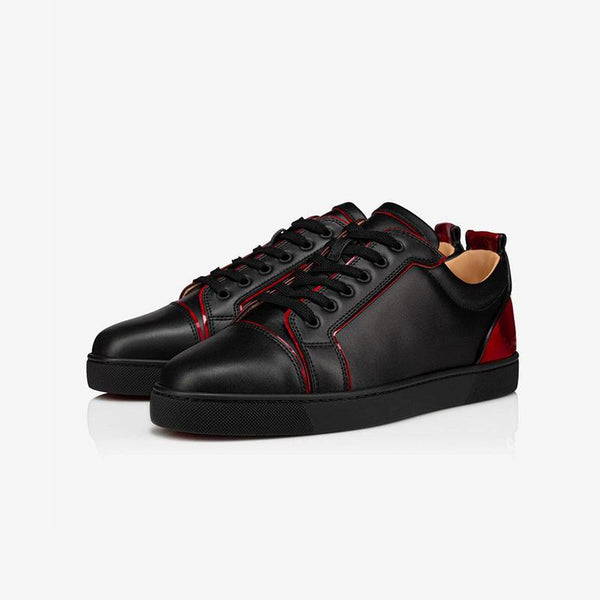 Calf Leather Black and Red Sneaker Shoes