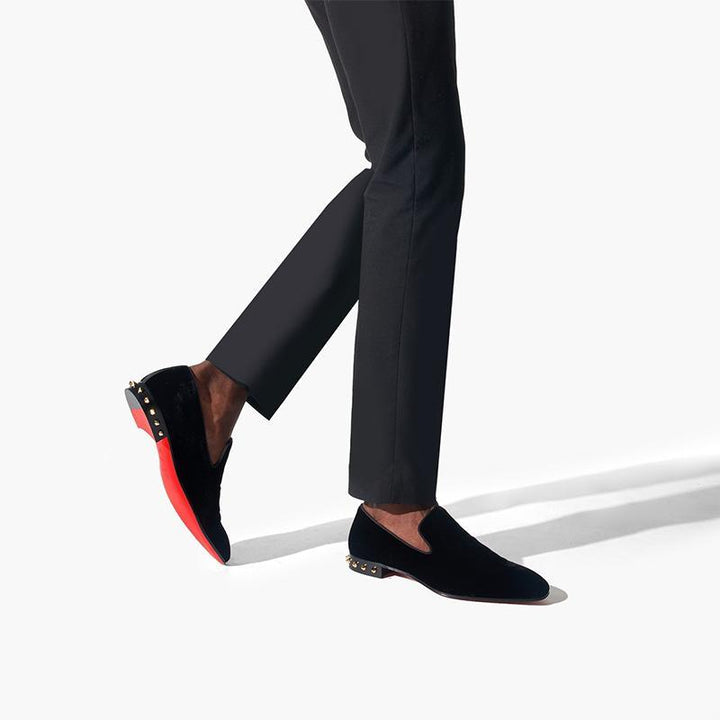 Velvet Loafers with Metal Studs - ARNO CONTI