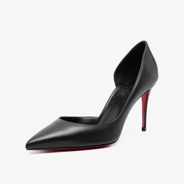 Black Calf Leather Pointed Toe Pumps