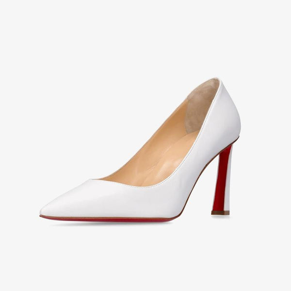 White Leather 100mm Pointed Toe Pump