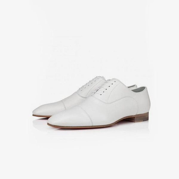 Classic White Leather Oxford Dress Shoes