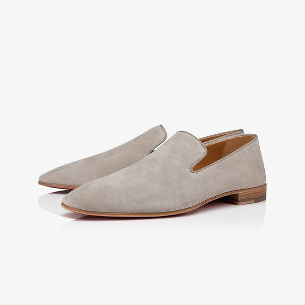 Flat Loafers Suede Men Veau Velours Grey