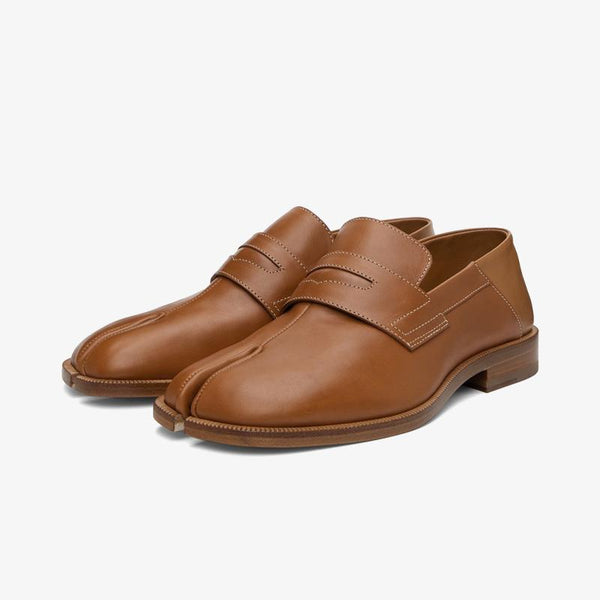 Tan Buffed Brown Leather Loafers