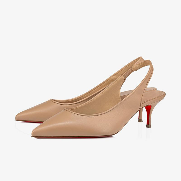 Blush Leather Slingback Pumps with 60 mm Kitten