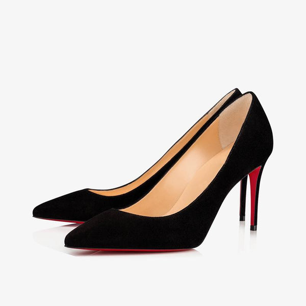 Black Calf Suede Pointed Toe Pumps