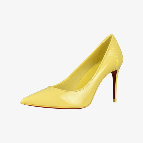 Light Yellow Patent Leather 80mm Stiletto Pump