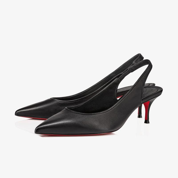 Black Leather Slingback Pumps with 60 mm