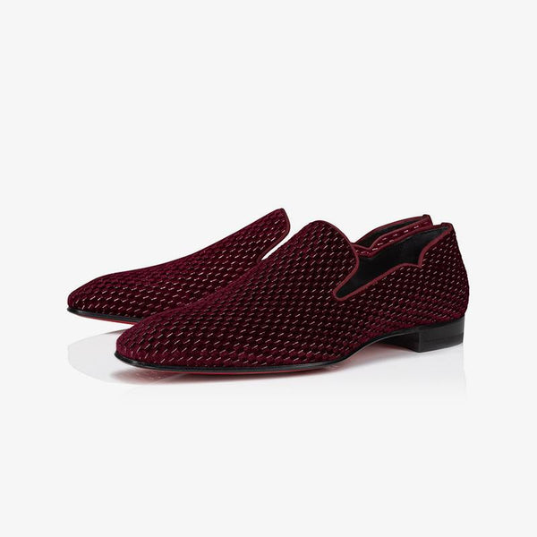 Red Velvet Loafers Slip-on Calf