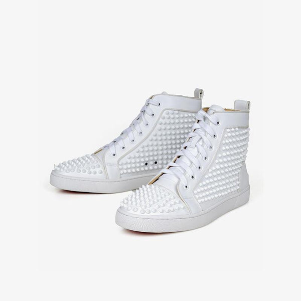 Rivets Sneakers White Leather High Top