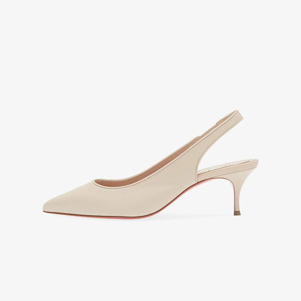 Neutral Leather 60mm Pumps with Elasticated Slingback