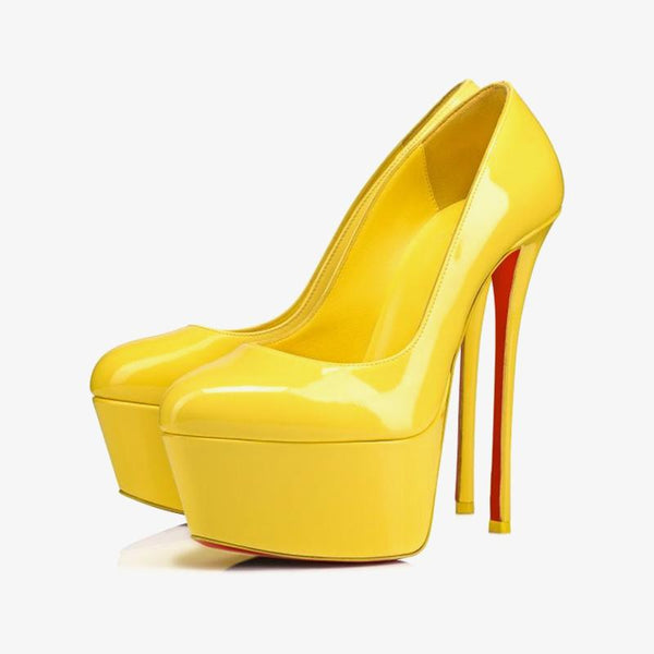 Yellow Patent Leather 140 mm Pump