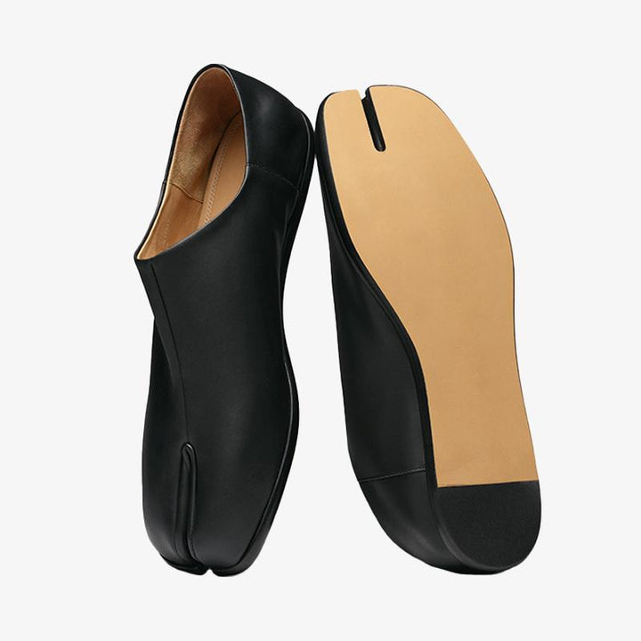 Black Calf Leather Split-Toe Shoes - ARNO CONTI