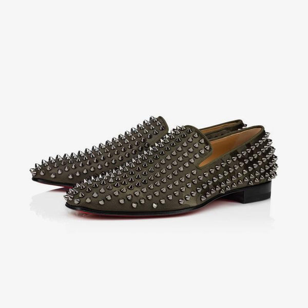 Canvas Slip-on Spikes Studded Loafers