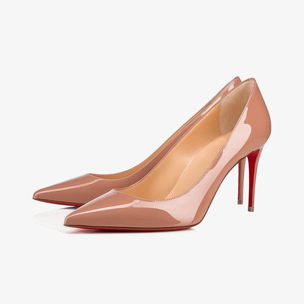 Nude Patent Leather Pointed Pumps