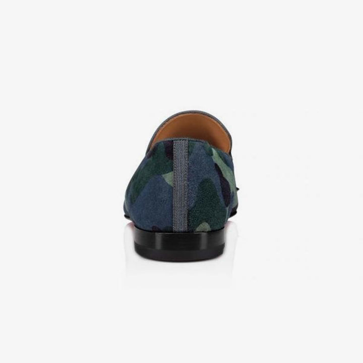 Suede Blue Camo Men Spikes Leather - ARNO CONTI