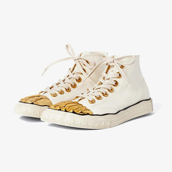 Beige Canvas Sneaker with Golden Details