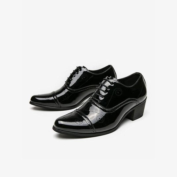 Retro Breathable Shoes Patent Leather Heels