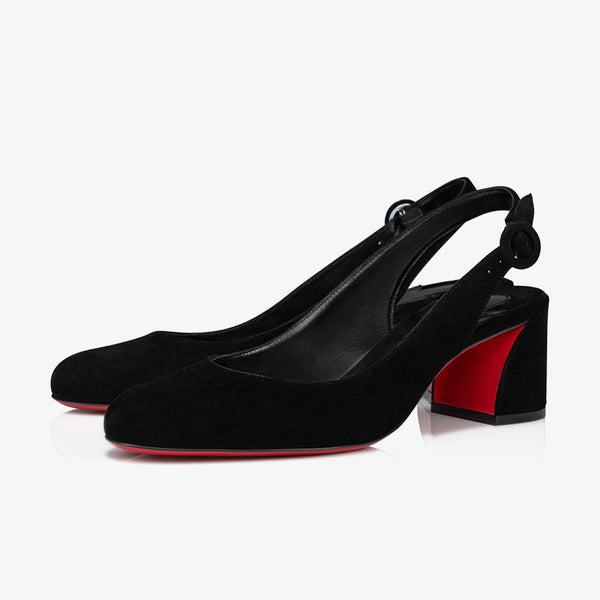 Black Suede Slingback Pumps with 60 mm