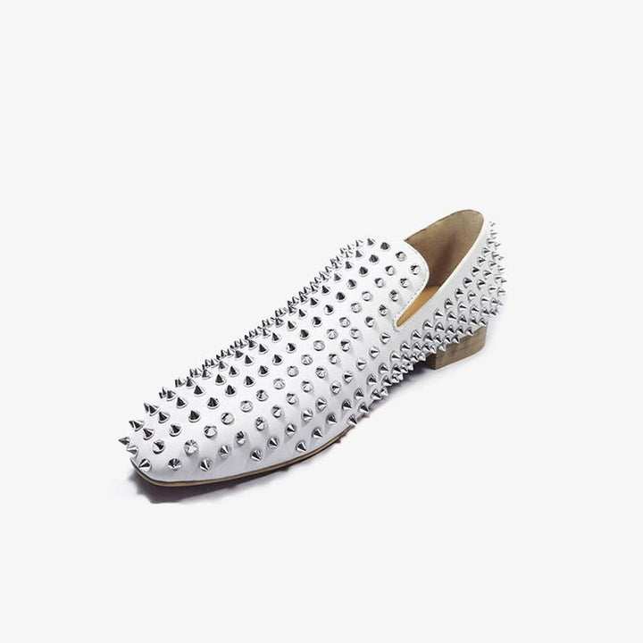 White Spike Loafers.