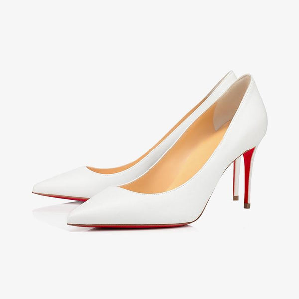 White Leather Pointed Toe Pump