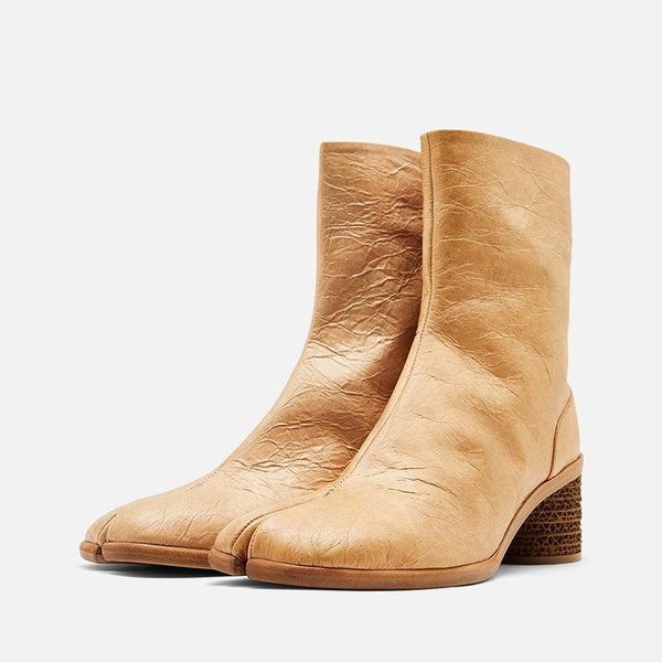 Artisanal Nude Ankle Boots