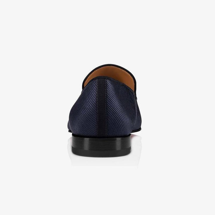 Navy Men Flat Loafers Fabric Calf Shoes - ARNO CONTI