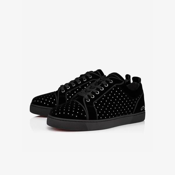 Velvet Black Strass Leather Sneakers