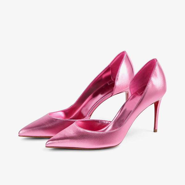 Glam Pink 80 mm Pointed-Toe Calf Leather Pump