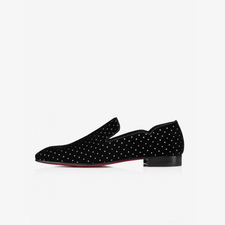 Mens Loafer Silver Strass Black Round Toe - ARNO CONTI