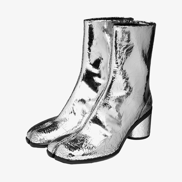 Women’s Broken Mirror Effect Split-Toe Boots