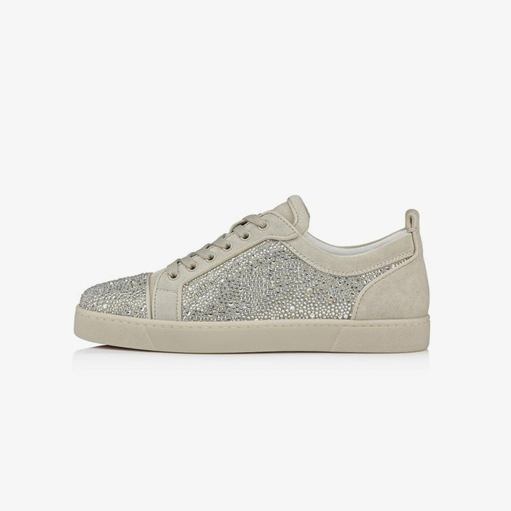 Beige Rhinestone Strass Suede Sneakers - ARNO CONTI