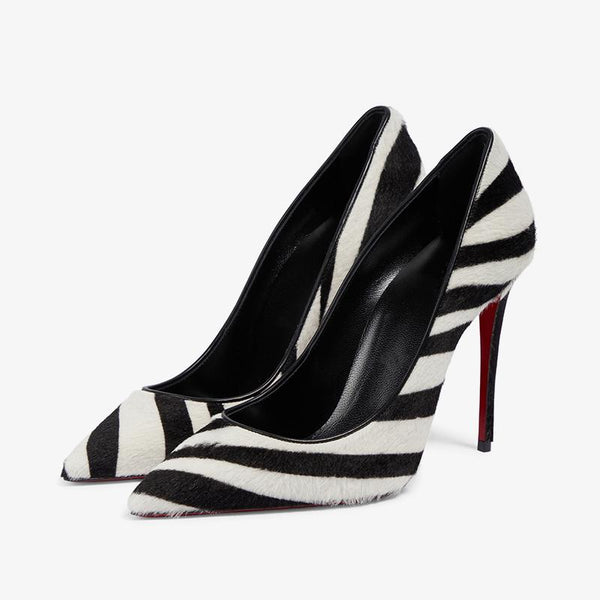 Zebra Print Calf Leather Pumps Stiletto Heel