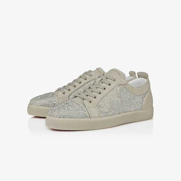 Beige Rhinestone Strass Suede Sneakers