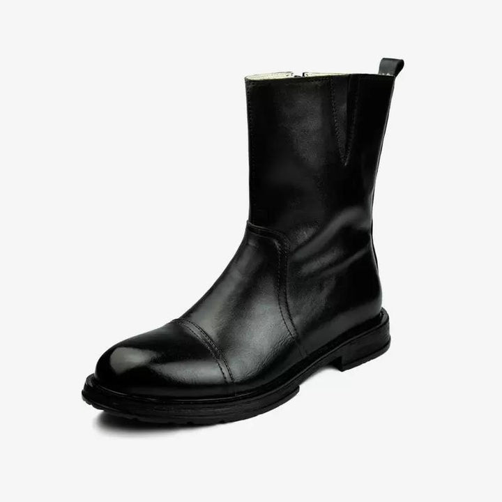 Boots Black Cowhide Round Toe.