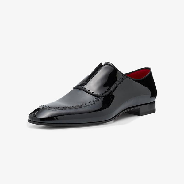 Plain Patent V-shaped Oxfords Loafers