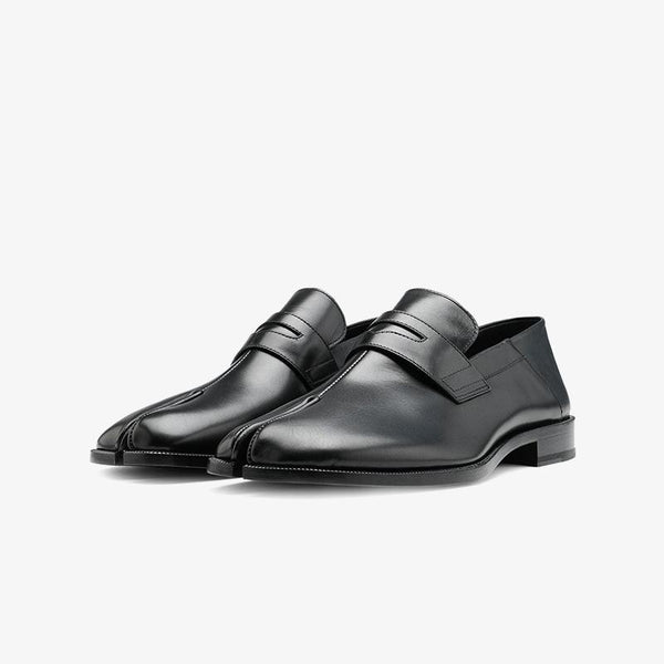 Black Split-Toe Loafers