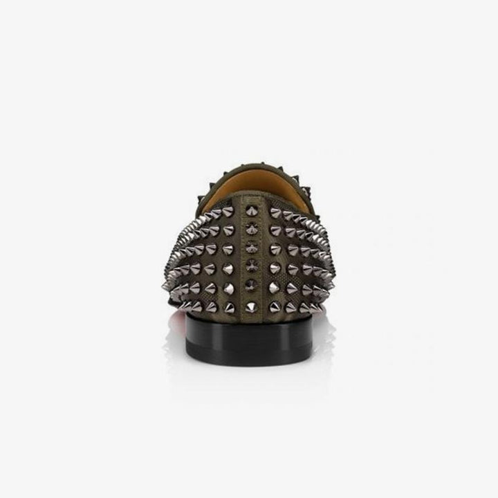 Canvas Slip-on Spikes Studded Loafers - ARNO CONTI