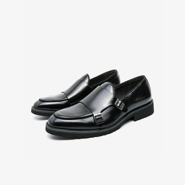 Sleek Brown Leather Monk Strap Shoes