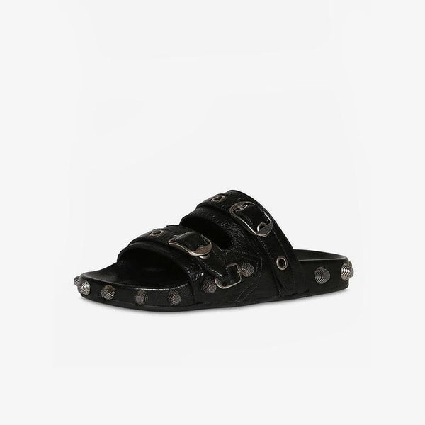 Black Open Toe Rivets  Sandals