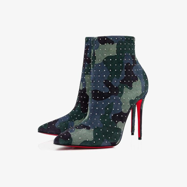 Camouflage Suede Ankle Boot