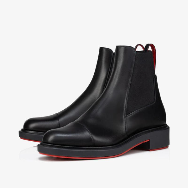 Red-Outlined Black Leather Boot