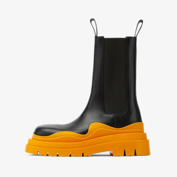 Black/Yellow Chelsea Boots