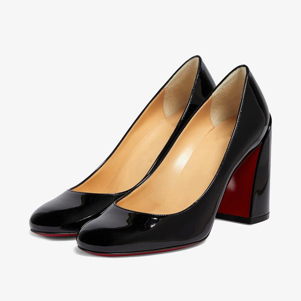 Black Patent Leather Pumps with 80 mm Block