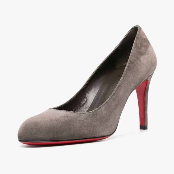 Grey Suede Pumps with 80 mm